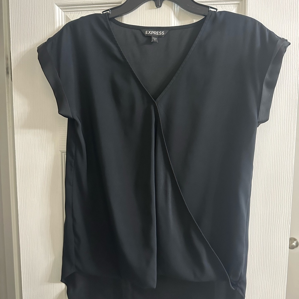 Express Women's Elegant Black Wrap Blouse